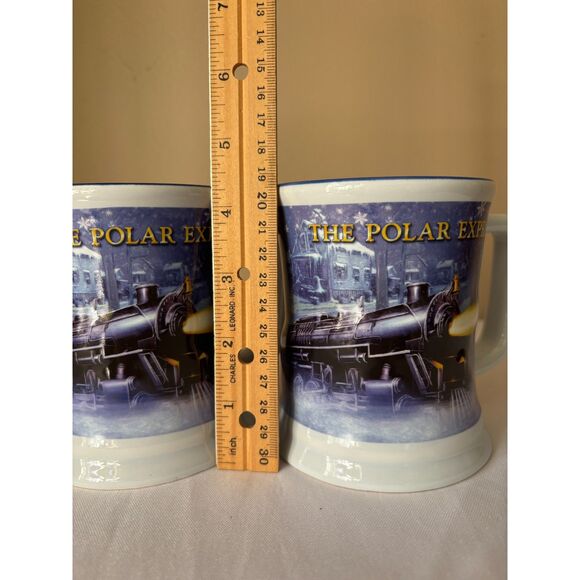 2 Polar Express Embossed Train Believe Mug Warner Brothers - Picture 3 of 9